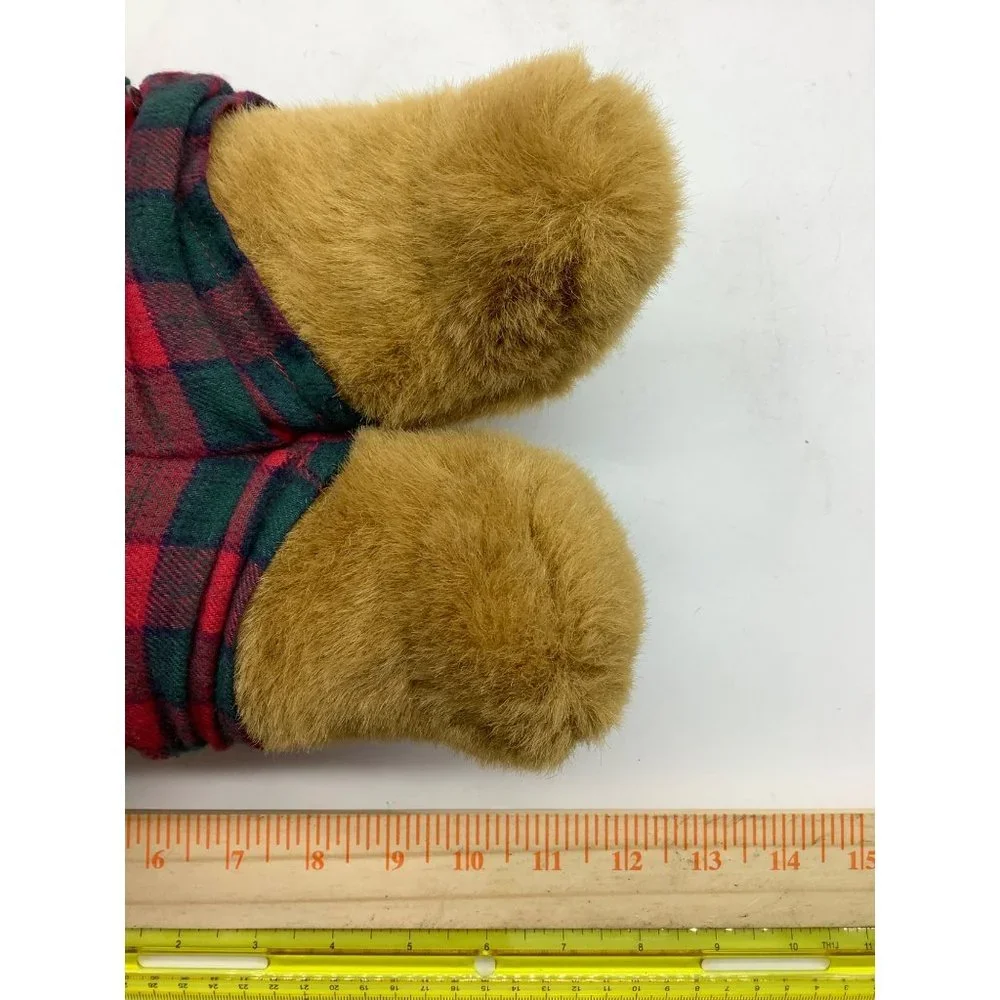 Rare Charter Club Macy’s Plaid Overalls Bow Tie‎ Stuffed Animal Teddy Bear Plush